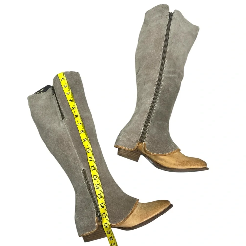 Diba True Santa Cruza Suede and Leather knee high boots dust gray cognac tan 8.5 - Picture 13 of 14
